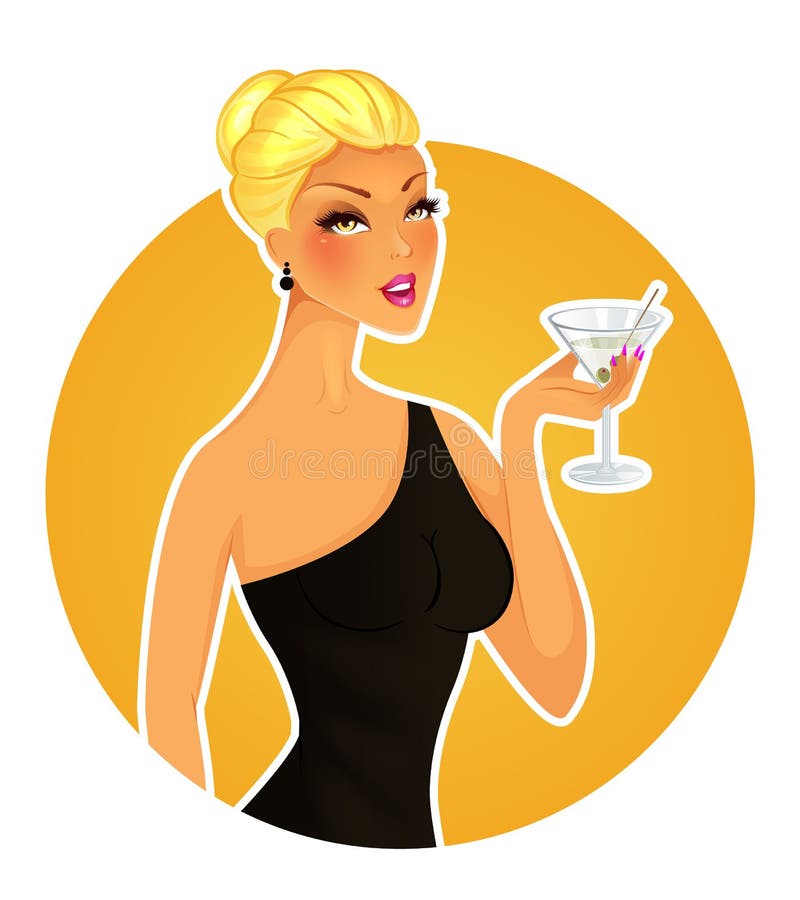 Schönheit mit Cocktail lizenzfreie abbildung Schönheit mit Cocktail lizenzfreie abbildung