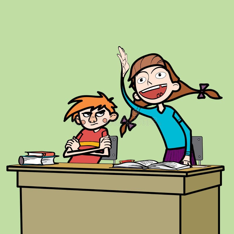 Schüler und Schulmädchen im Klassenzimmer stock abbildung Schüler und Schulmädchen im Klassenzimmer stock abbildung