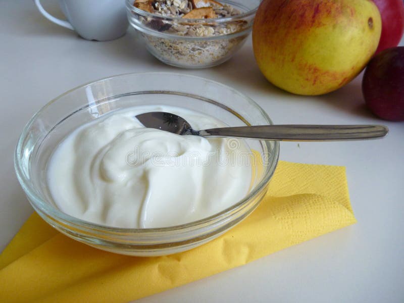 Schüssel frischer gesunder weißer Jogurt lizenzfreie stockbilder Schüssel frischer gesunder weißer Jogurt lizenzfreie stockbilder