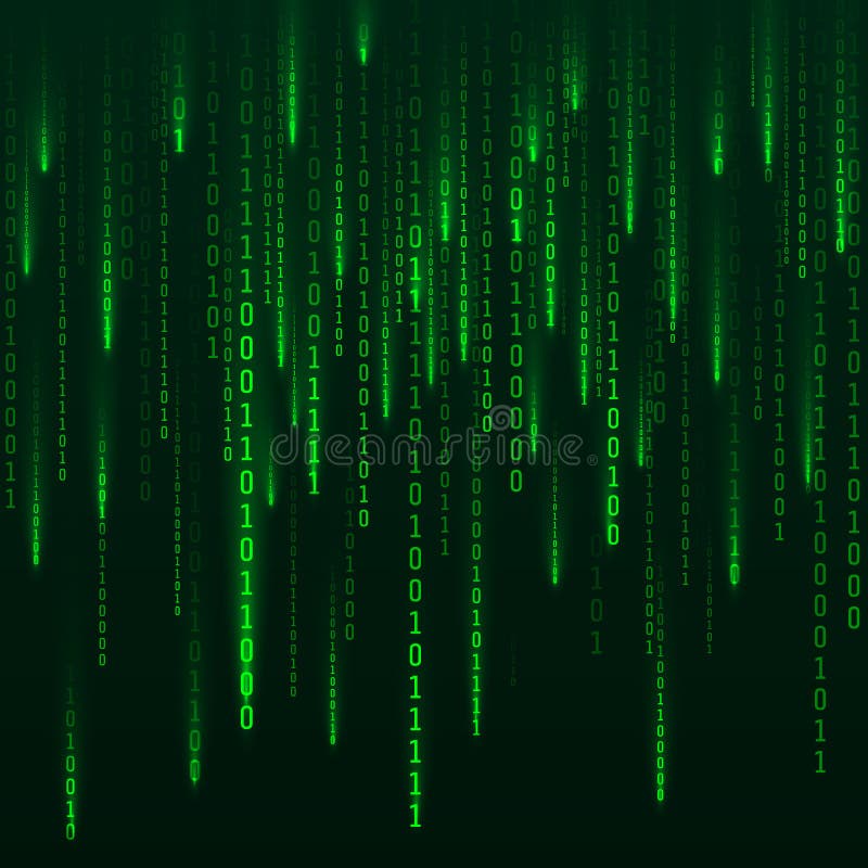 Sci-fi Background. Binary computer code. Green digital numbers. Matrix of binary numbers. Futuristic hacker abstraction backdrop. royalty free illustration