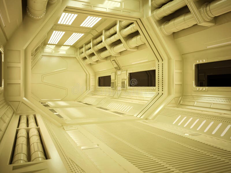Sci fi futuristic corridor royalty free stock photo
