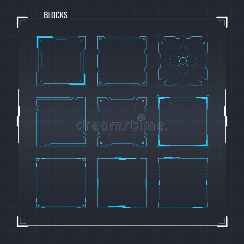 Sci-Fi HUD Ui Square Frames stock illustration