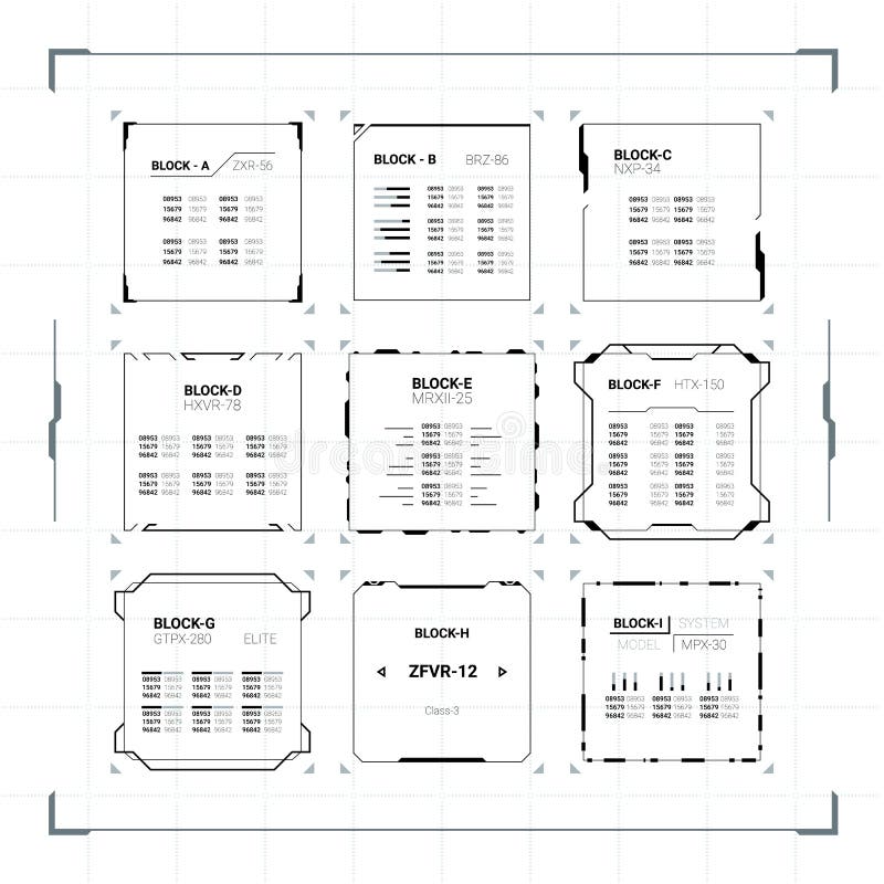 Sci-Fi HUD Ui Square Frames royalty free illustration