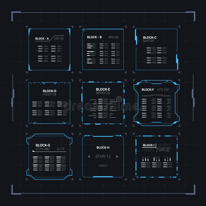 Sci-Fi HUD Ui Square Frames stock illustration
