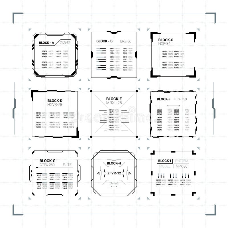 Sci-Fi HUD Ui Square Frames vector illustration