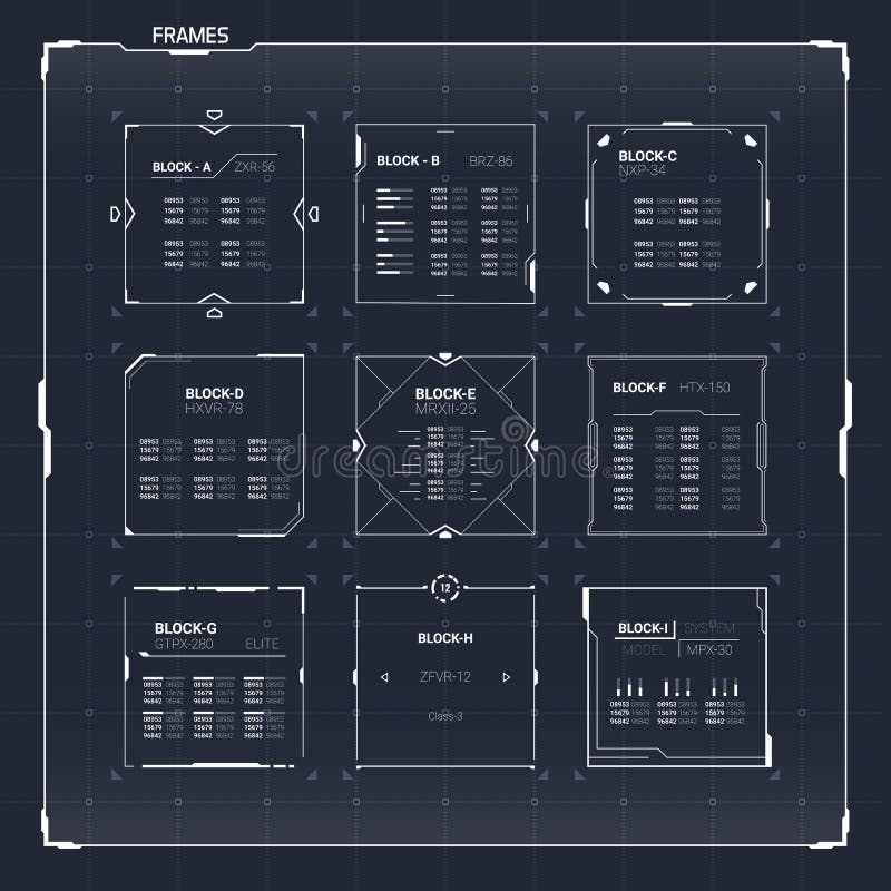 Sci-Fi HUD Ui Square Frames stock illustration