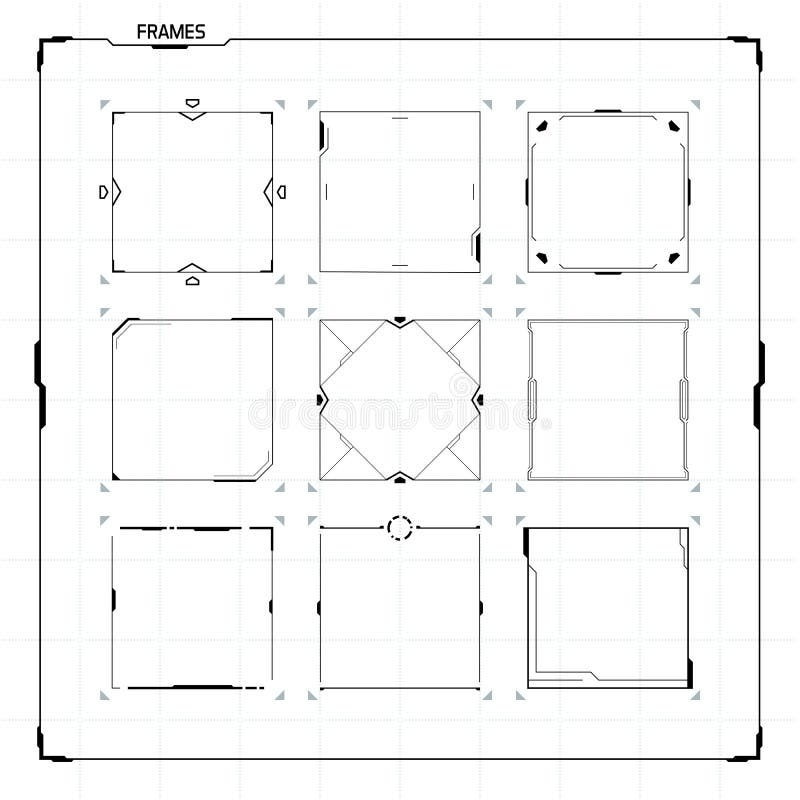 Sci-Fi HUD Ui Square Frames stock illustration
