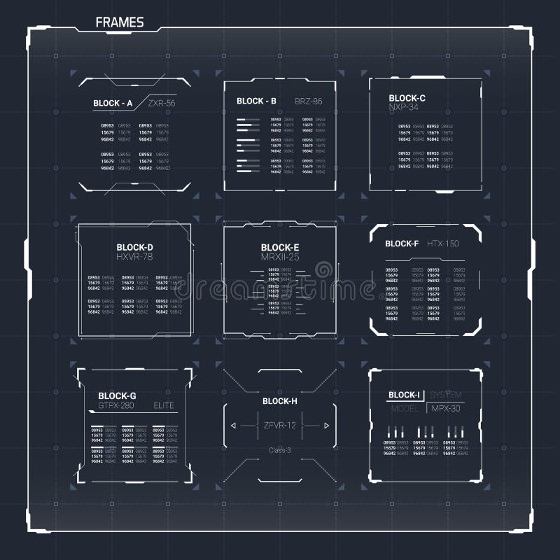 Sci-Fi HUD Ui Square Frames vector illustration