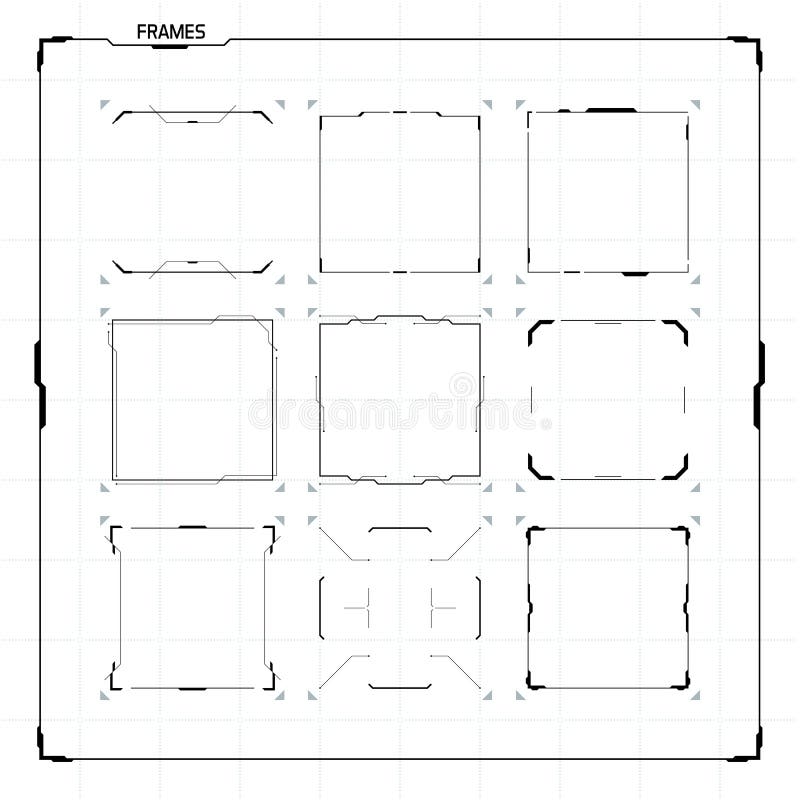 Sci-Fi HUD Ui Square Frames vector illustration