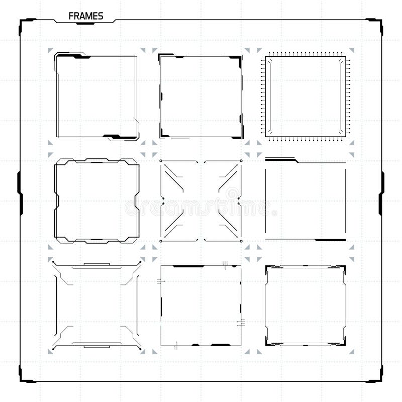 Sci-Fi HUD Ui Square Frames stock illustration