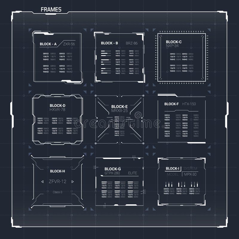 Sci-Fi HUD Ui Square Frames vector illustration