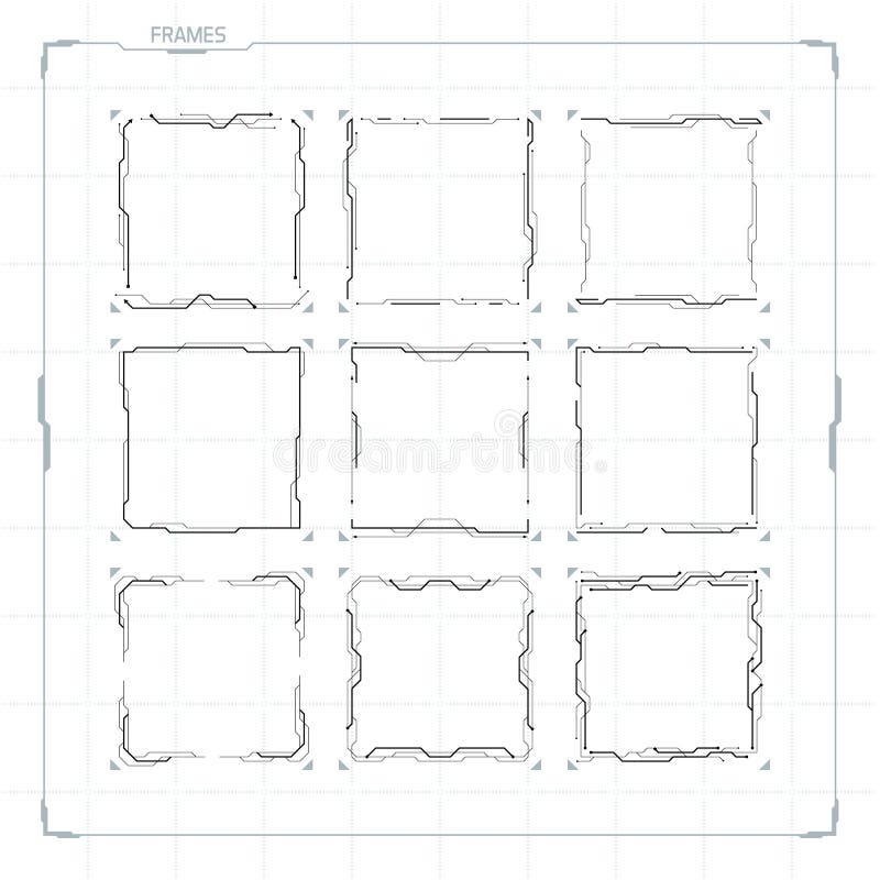 Sci-Fi HUD Ui Square Frames vector illustration