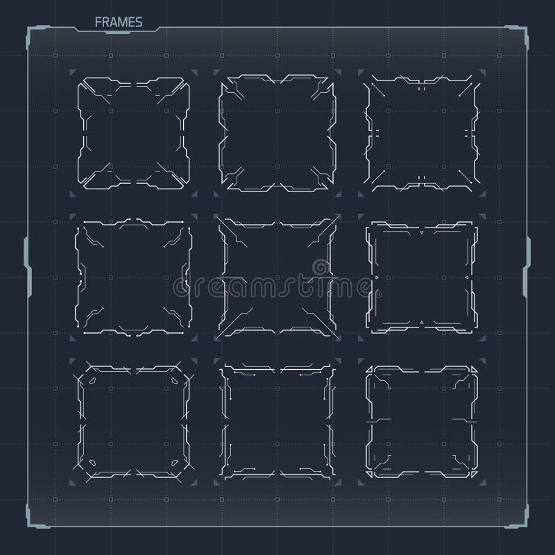 Sci-Fi HUD Ui Square Frames stock illustration