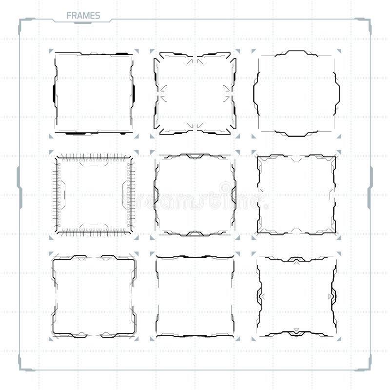 Sci-Fi HUD Ui Square Frames stock illustration