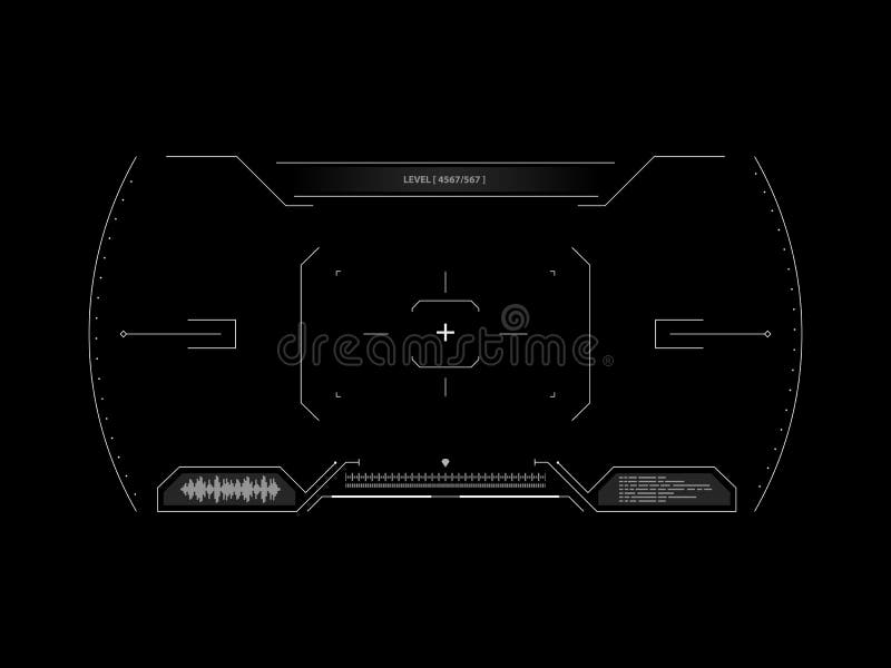 Sci fi futuristic interface viewfinder. HUD user interface. Concept user interface high tech screen spaceship. vector illustration Sci fi futuristic interface viewfinder. HUD user interface. Concept user interface high tech screen spaceship. vector illustration