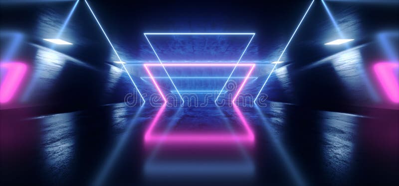 Sci Fi Futuristic Virtual Neon Laser Triangle Shaped Lines Glowing ...