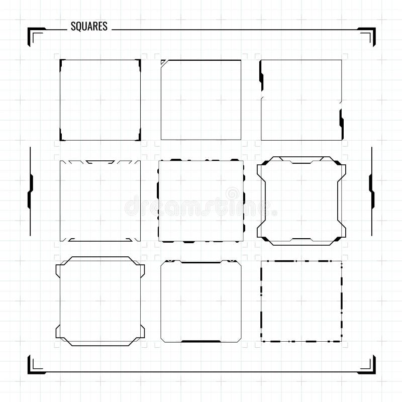 Sci-Fi HUD Ui Square Frames vector illustration