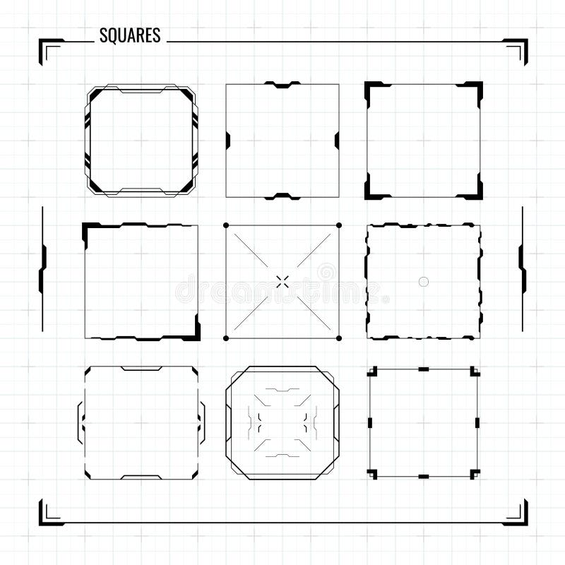 Sci-Fi HUD Ui Square Frames vector illustration