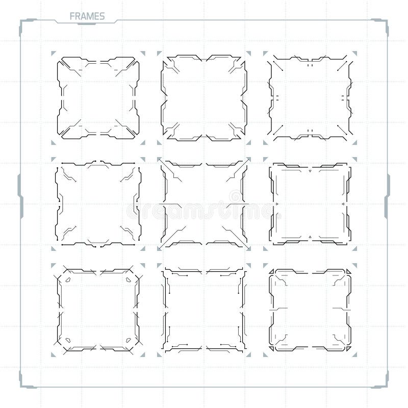 Sci-Fi HUD Ui Square Frames stock illustration