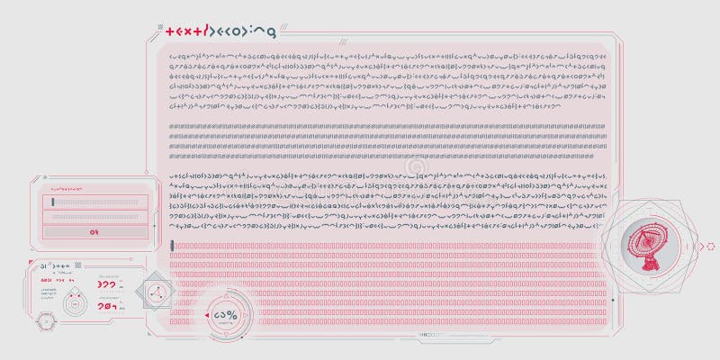 Sci-fi vector interface for scientific research visualization, data processing and communication. Data decoding program vectors
