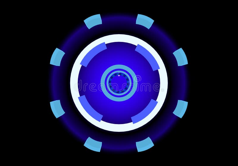 Sci-fi neon disks, abstract background, 3d illustration stock illustration