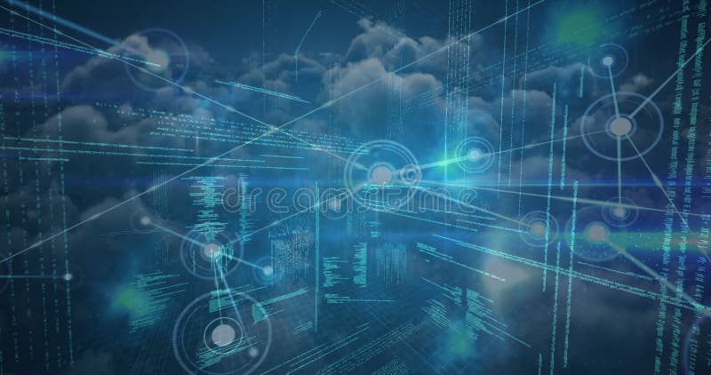Science Composition Coded text in the background combined with an animation of abstrac royalty free illustration
