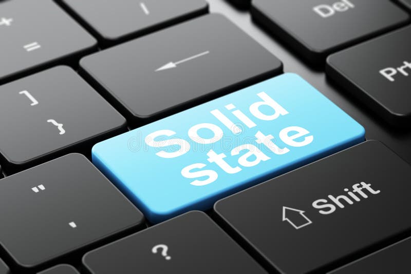 Science concept: Solid State on computer keyboard background. Science concept: computer keyboard with word Solid State, selected focus on enter button background stock illustration Science concept: Solid State on computer keyboard background. Science concept: computer keyboard with word Solid State, selected focus on enter button background stock illustration