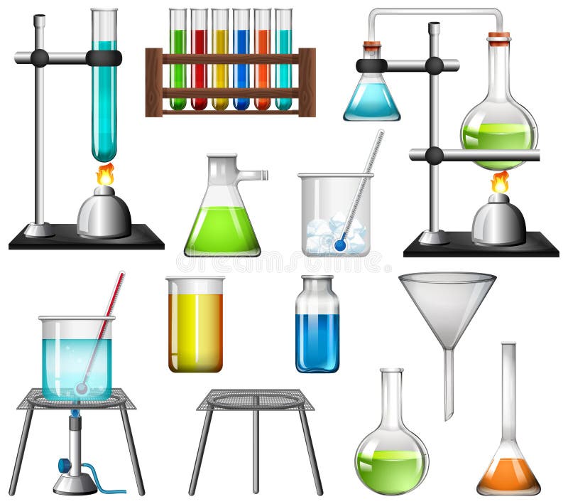 Science Equipments on White Background Stock Vector - Illustration of ...