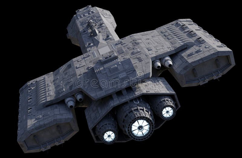 Science Fiction Space Battle Cruiser - Top Rear View