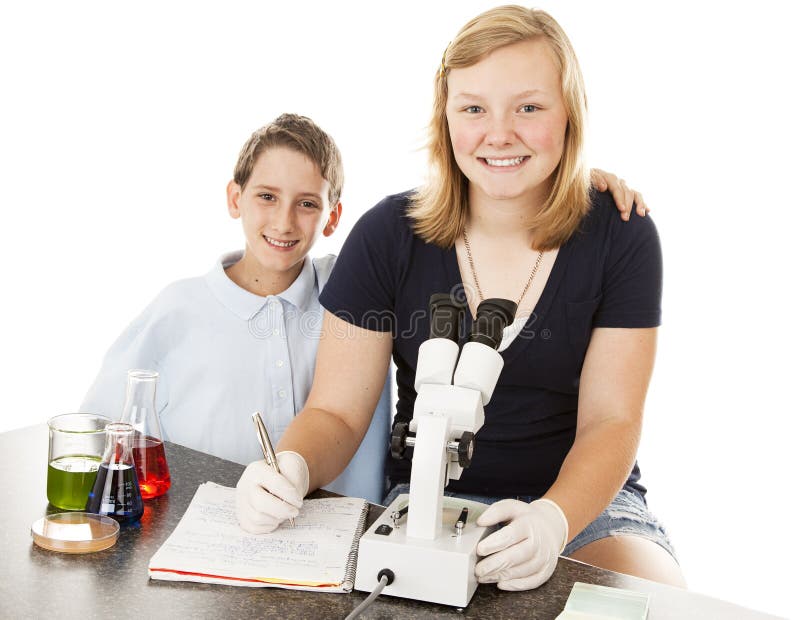 Science Kids in Class royalty free stock images