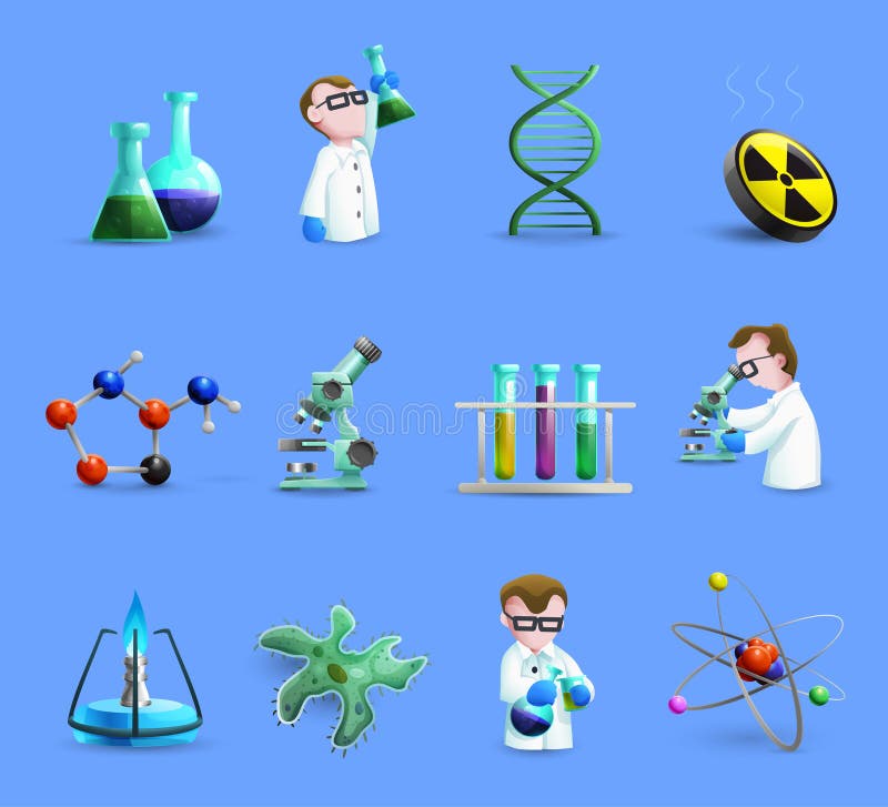 Science Laboratory Equipment Icons Set With stock illustration