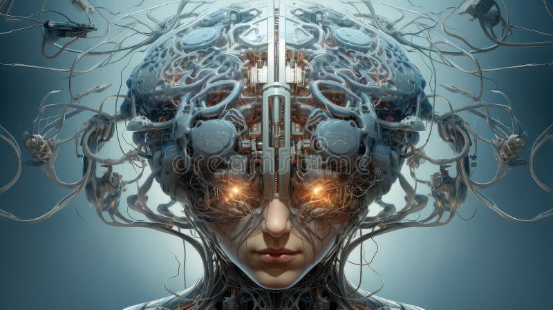 Science neuroprocessor human brain vector illustration