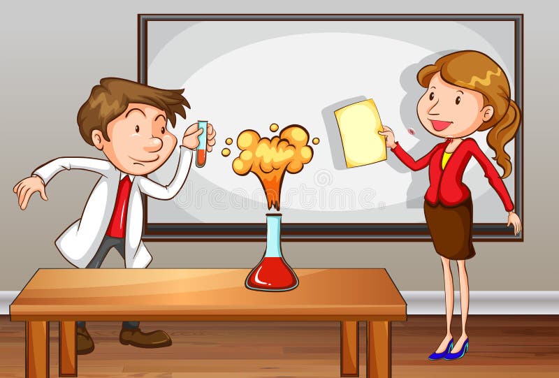 Download Science Teachers Teaching In Front Of The Class Stock Vector - Illustration of table, drawing ...