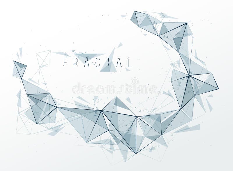 Science and technology 3D mesh abstract vector background, connected net lines fractal design, low poly polygonal elements in dynamic motion