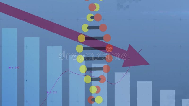 Scientific data processing animation with DNA strand and binary coding elements royalty free illustration