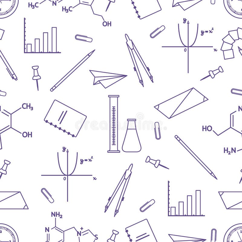 Scientific, educational vector seamless pattern stock illustration