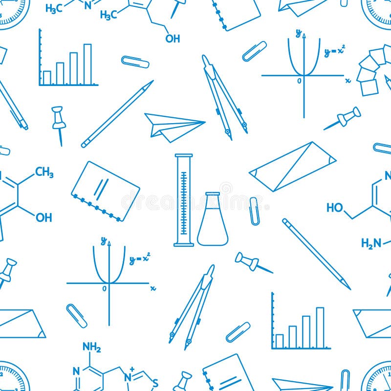 Scientific, educational vector seamless pattern royalty free illustration