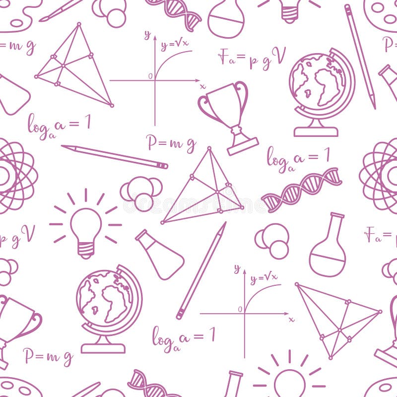 Scientific, educational vector seamless pattern stock illustration