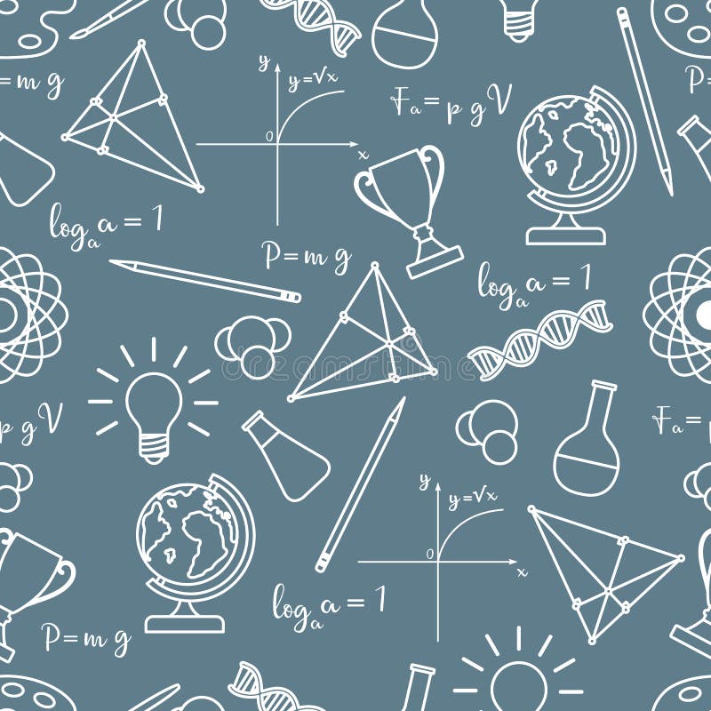 Scientific, educational vector seamless pattern stock illustration