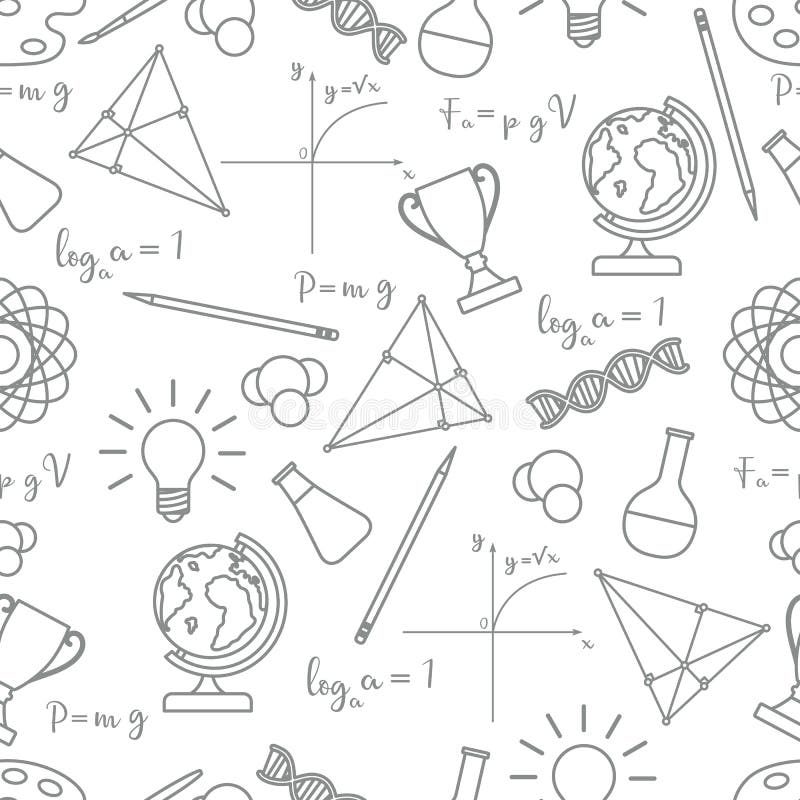 Scientific, educational vector seamless pattern royalty free illustration