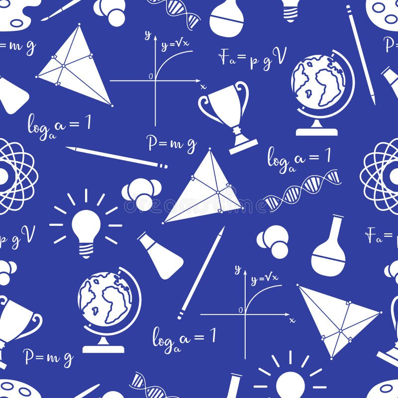 Scientific, educational vector seamless pattern stock illustration