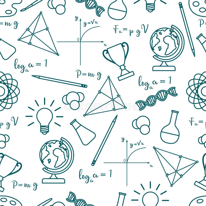 Scientific, educational vector seamless pattern royalty free illustration