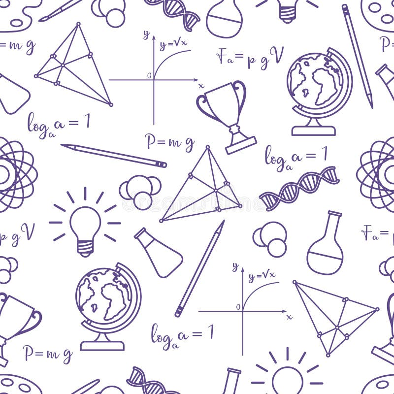 Scientific, educational vector seamless pattern royalty free illustration