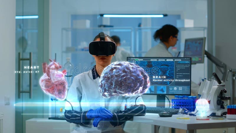 Scientific expert in clinic using VR royalty free stock photos