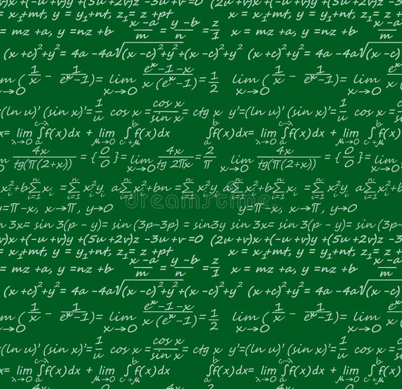 Scientific formulas, algebra equations, theorems stock illustration