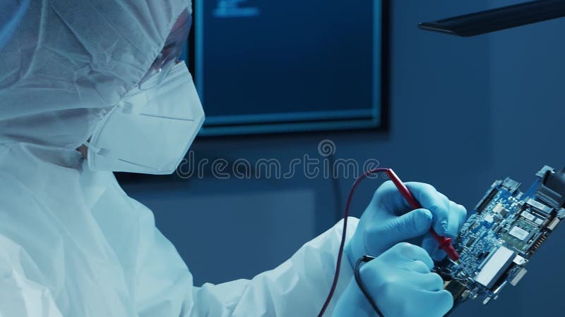 Scientific laboratory filled with various research equipment. Scientists are conducting experiments and research stock video