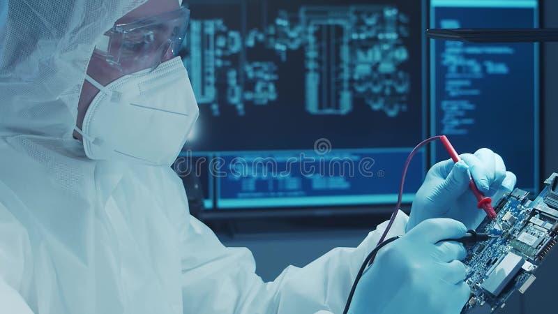 Scientific laboratory filled with various research equipment. Scientists are conducting experiments and research stock video