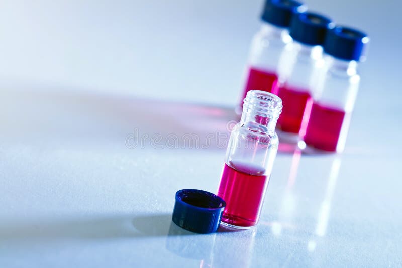 Scientific sample bottles royalty free stock image