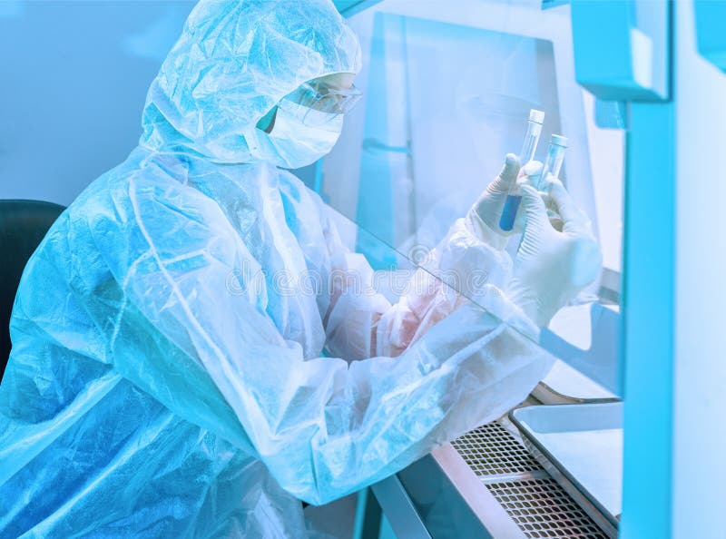 A scientist conducts chemical experiments. stock photography