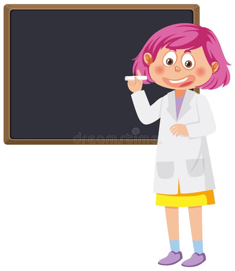 Scientist Girl with Chalkboard Template Stock Vector Illustration of